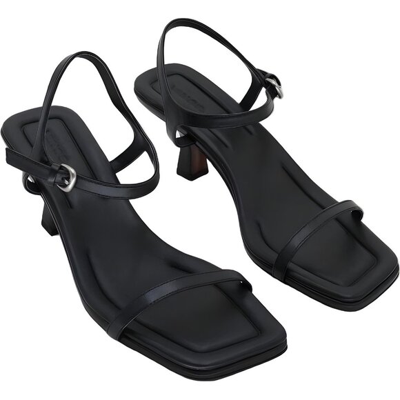 Vince Coco Leather Heeled Sandals Black Womens Dress Strappy US 8.5 EU 39 - Picture 4 of 6